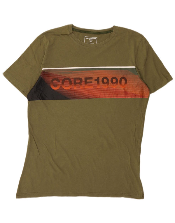 Męski T-shirt z grafiką Jack & Jones, bawełniany rozmiar XL khaki