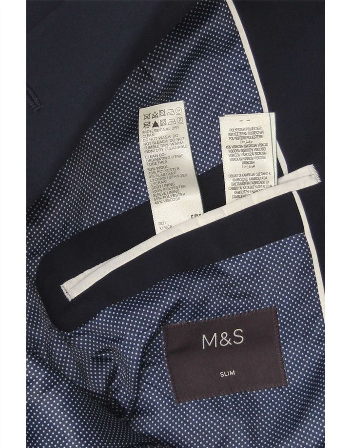 Marks & Spencer Męska marynarka zapinana na 2 guziki EU 52, duża, granatowa, wełniana