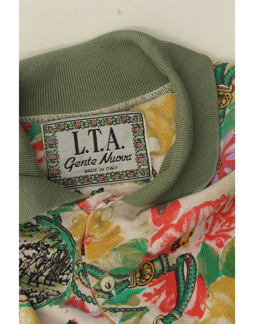 Męska koszulka polo w stylu vintage, duża, wielobarwna w kwiaty