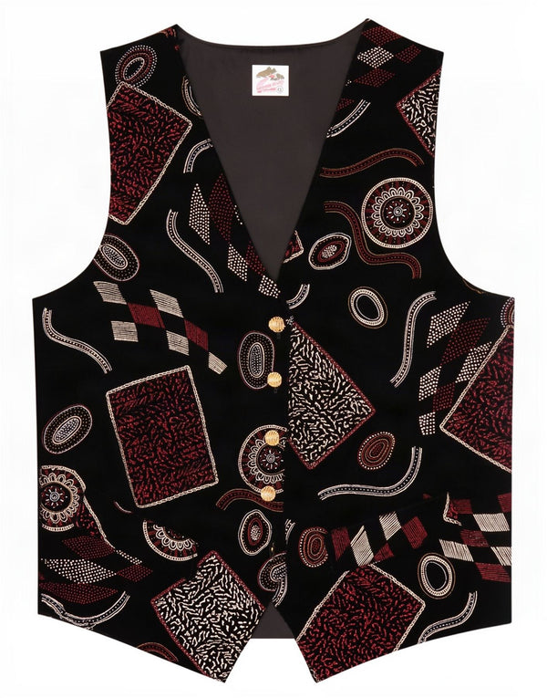 Kamizelka damska Western UK 12 w stylu vintage, średnia czarna geometryczna