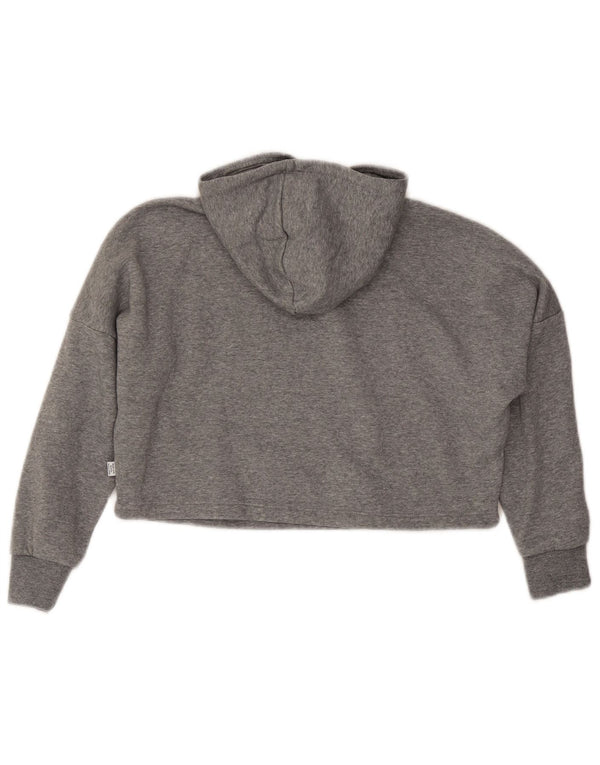 Dziewczęcy sweter z kapturem Puma z grafiką, 9-10 lat, szara bawełna