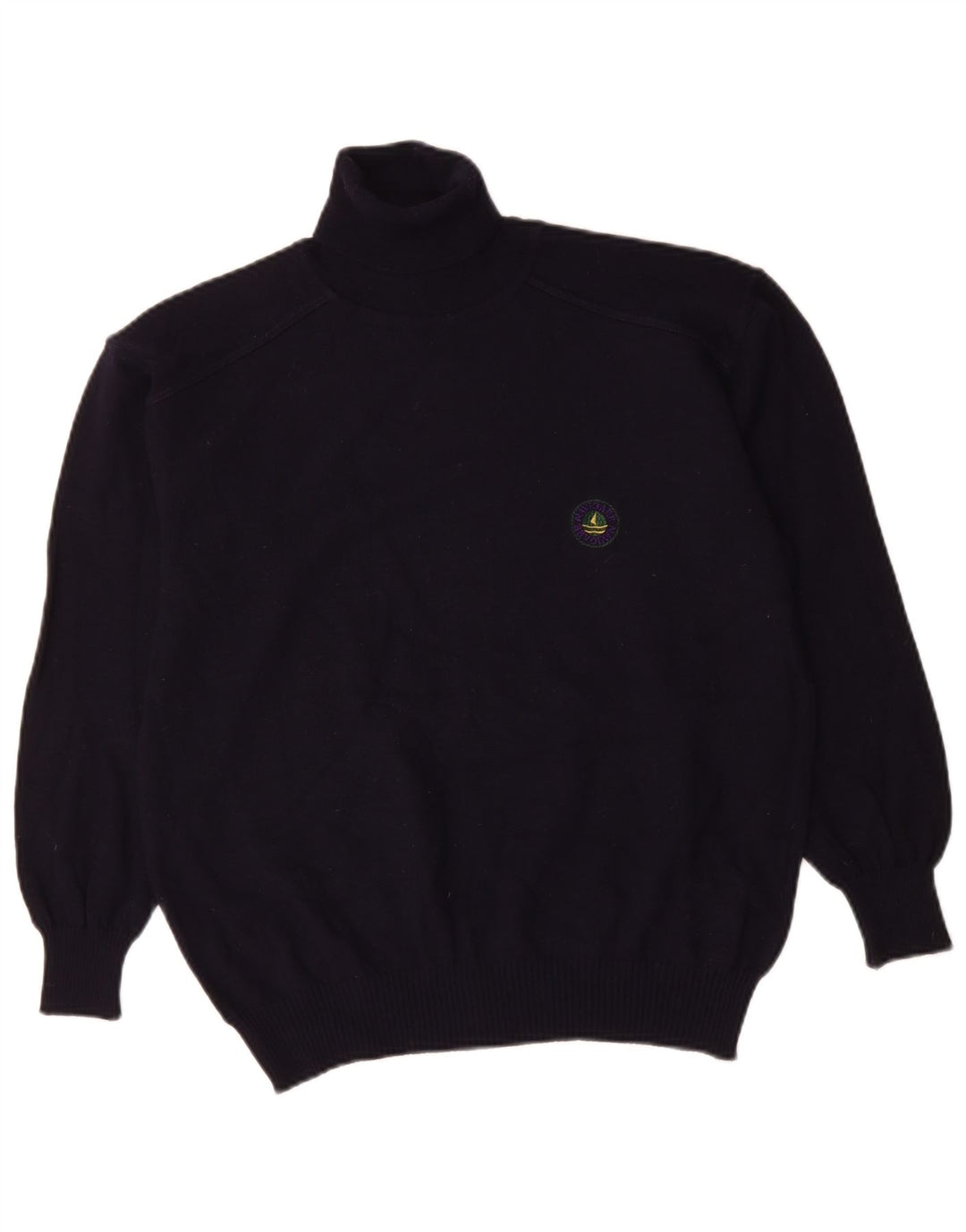 NAVIGARE Mens Roll Neck Jumper Sweater Medium Navy Blue