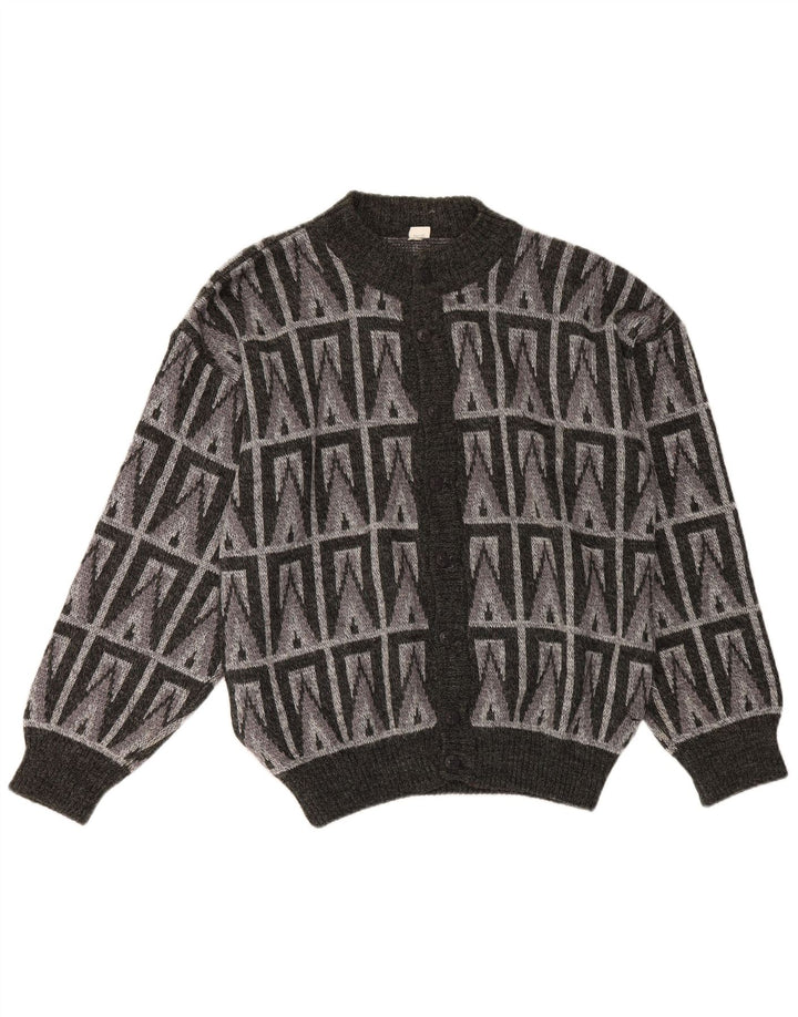 Sweter męski w stylu vintage IT 54 XL Szara, geometryczna wełna