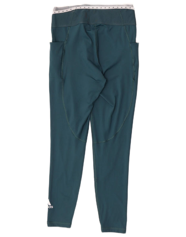 Damskie legginsy Adidas Graphic UK 12/14 Średni zielony poliester z blokami kolorów