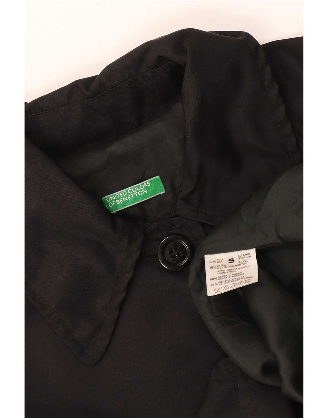 Damski płaszcz oversize Benetton UK 10 Small, czarny poliamid