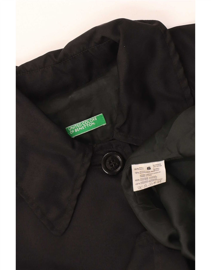 Damski płaszcz oversize Benetton UK 10 Small, czarny poliamid