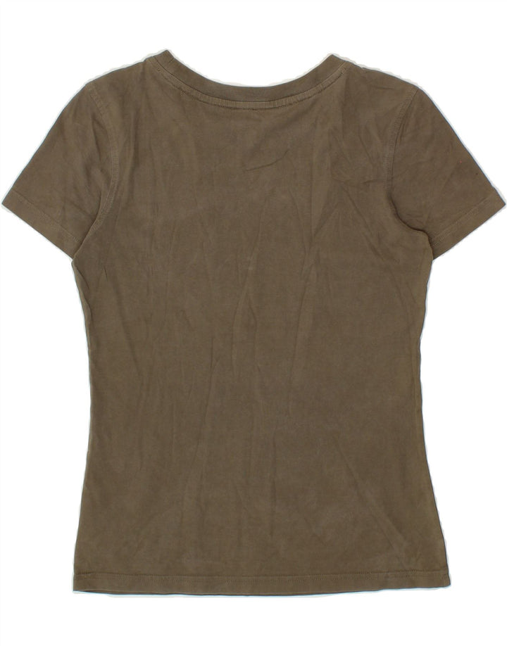 ADIDAS Womens Graphic T-Shirt Top EU 38 Medium Khaki Cotton Vintage Adidas and Second-Hand Adidas from Messina Hembry 