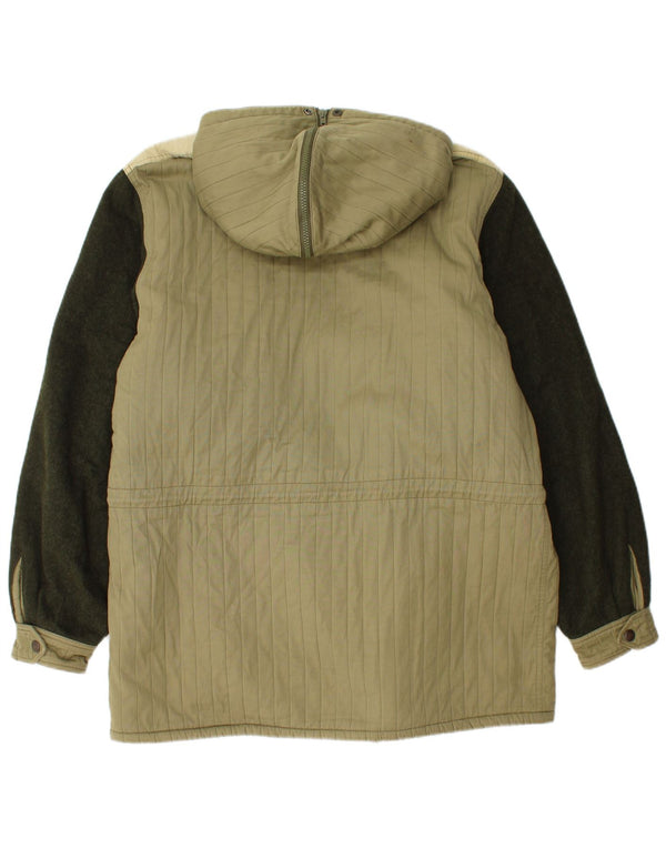 Męska kurtka wiatrówka z kapturem w stylu vintage IT 52 XL, bawełna w kolorze zielonym