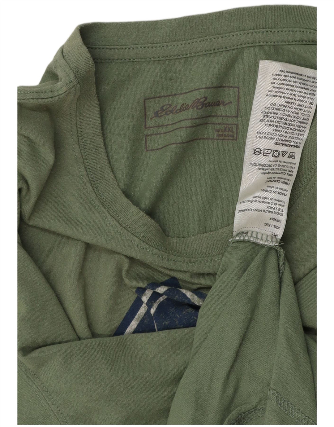Męska koszulka z grafiką EDDIE BAUER, 2XL, zielona bawełna