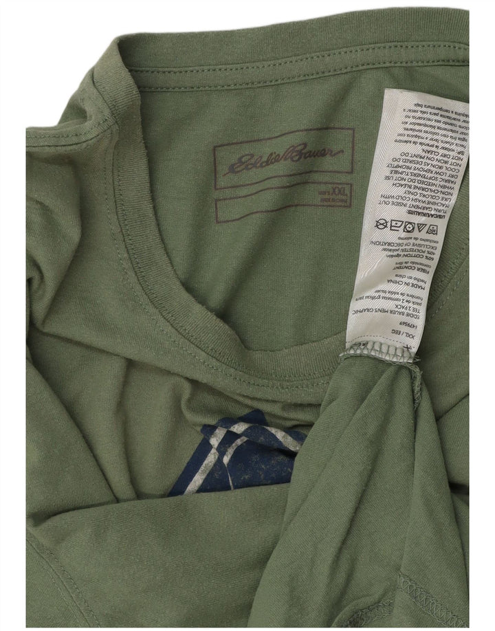 Męska koszulka z grafiką EDDIE BAUER, 2XL, zielona bawełna