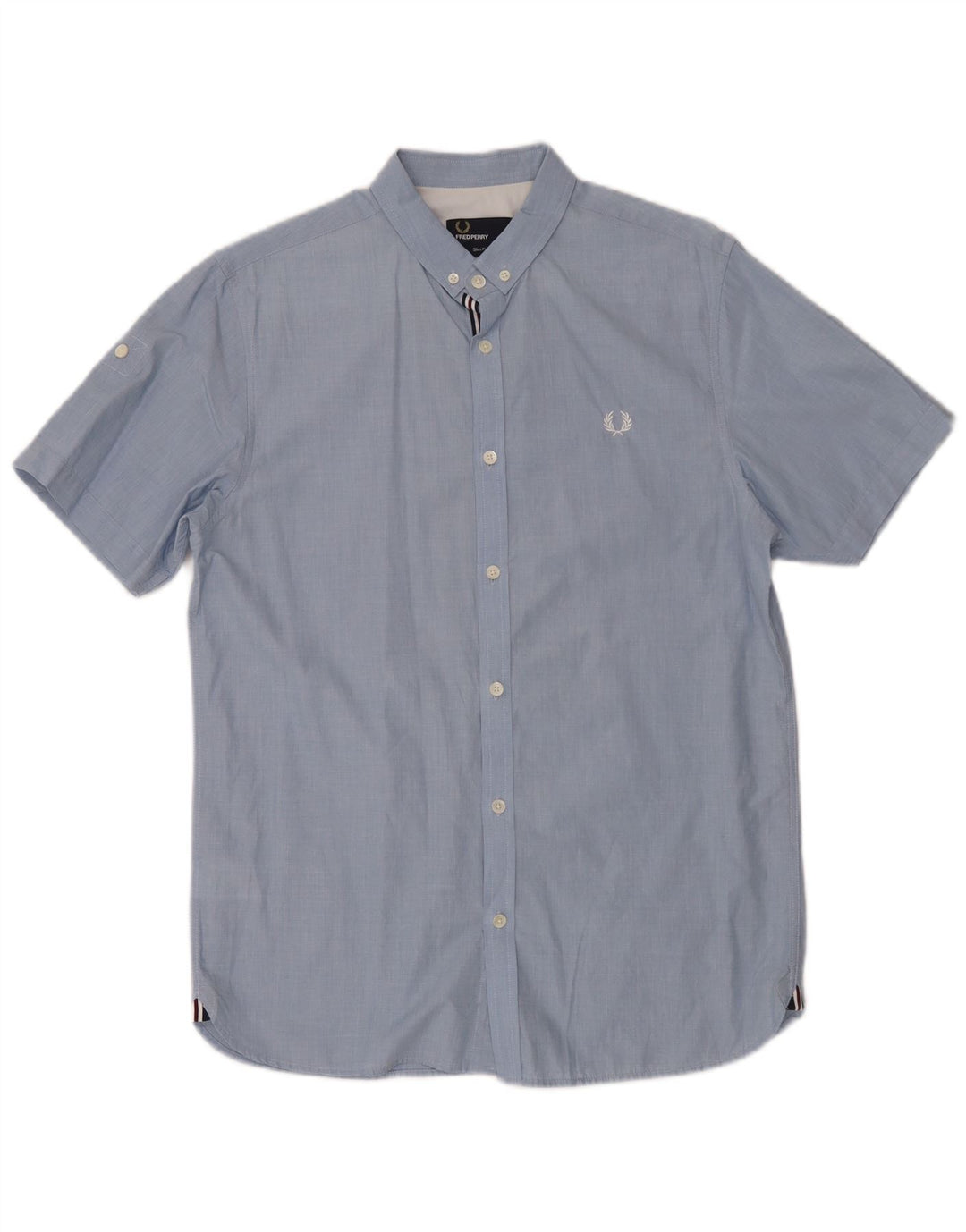 Męska koszula z krótkim rękawem Fred Perry Slim Fit, średnioniebieska, bawełniana
