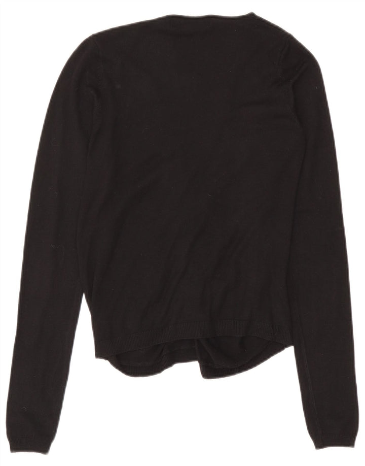 Sweter damski Zara z otwartym kardiganem UK 12, średnia czarna wiskoza
