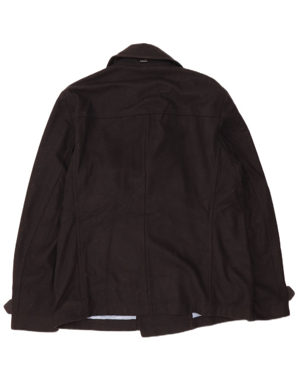 Hugo Boss Męski płaszcz grochowy EU 56 3XL Czarna wełna