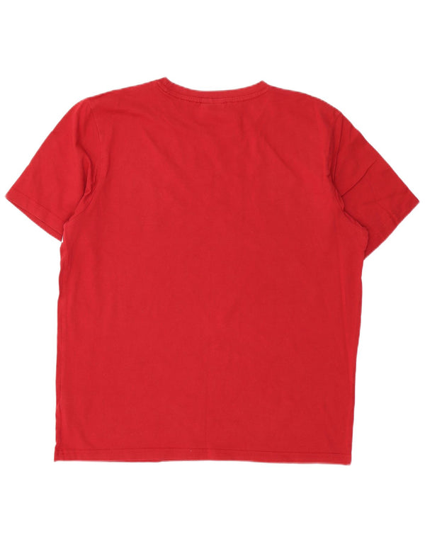 Męski T-shirt z grafiką Bear, XL, czerwony, bawełniany