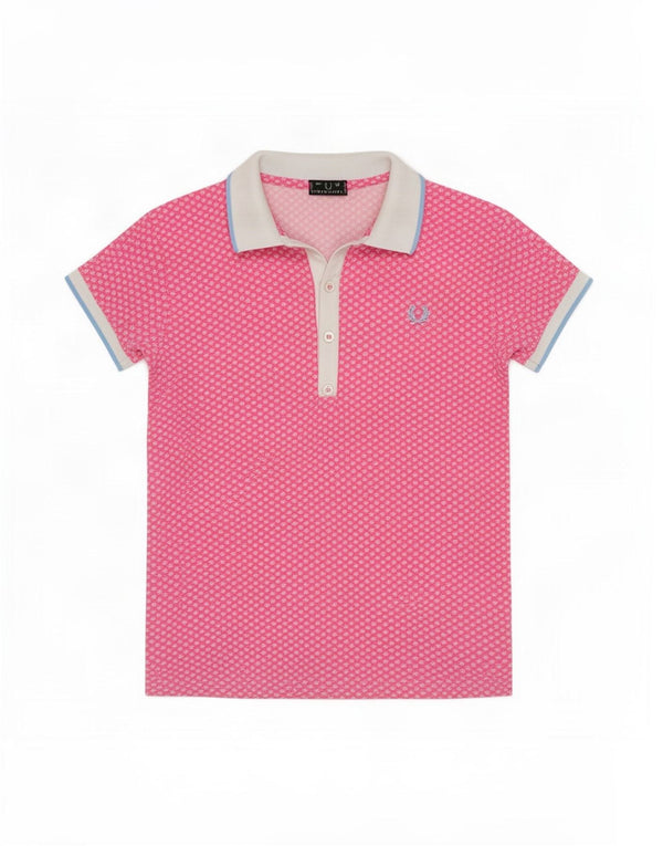 Damska koszulka polo Fred Perry, UK 12, średnia, różowa, bawełniana w kwiaty