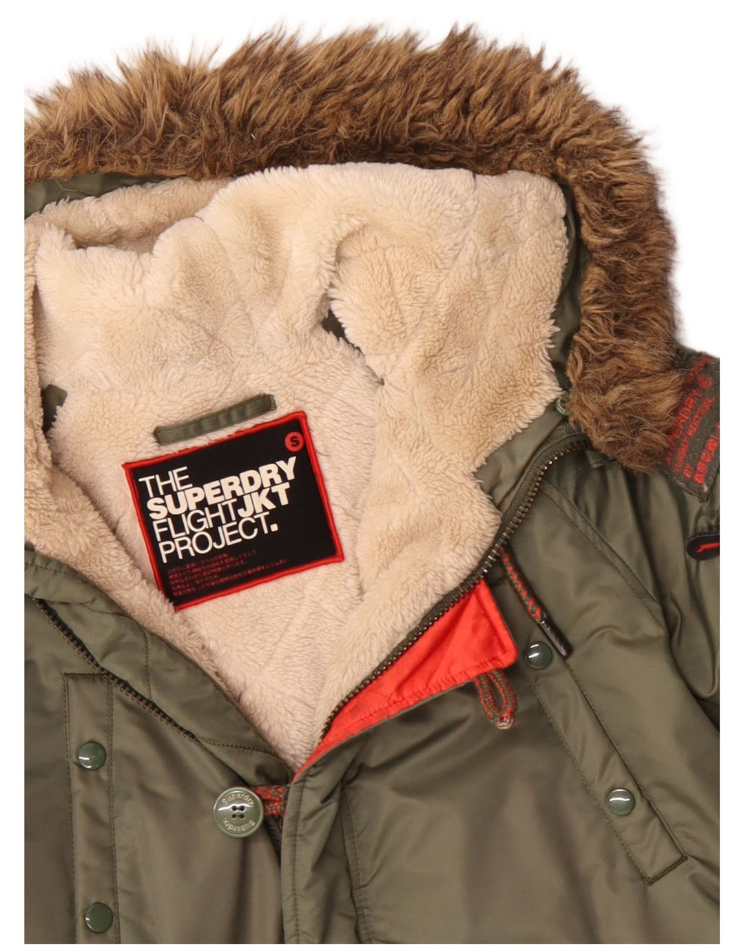 SUPERDRY Męska kurtka parka z kapturem UK 36 Small Green Nylon