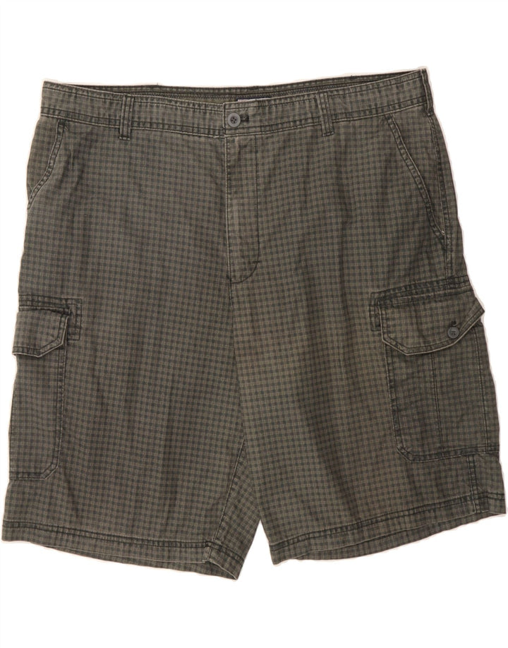 IZOD Mens Cargo Shorts W40 XL Grey Check Cotton Vintage Izod and Second-Hand Izod from Messina Hembry 