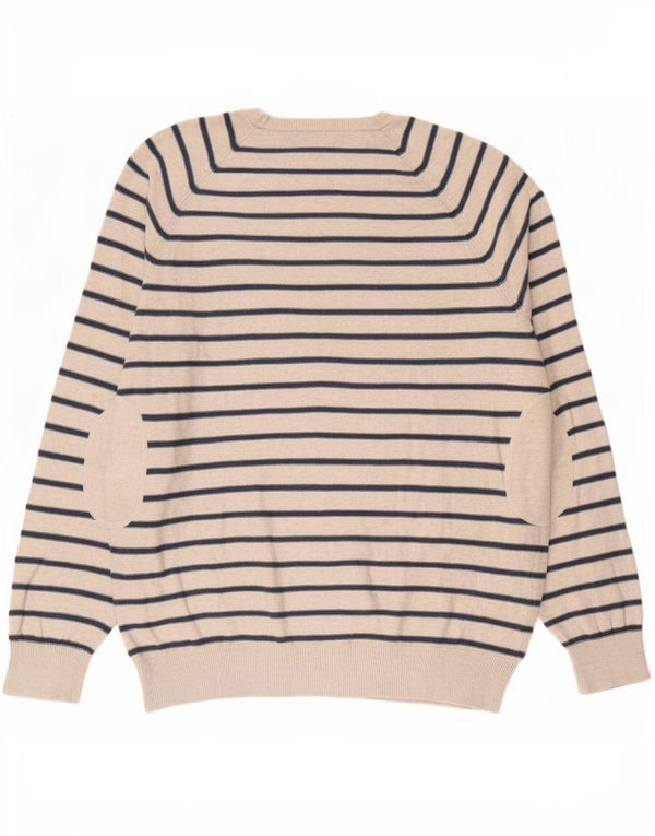 Marks & Spencer Męski sweter z dekoltem w łódkę, duże, szare paski