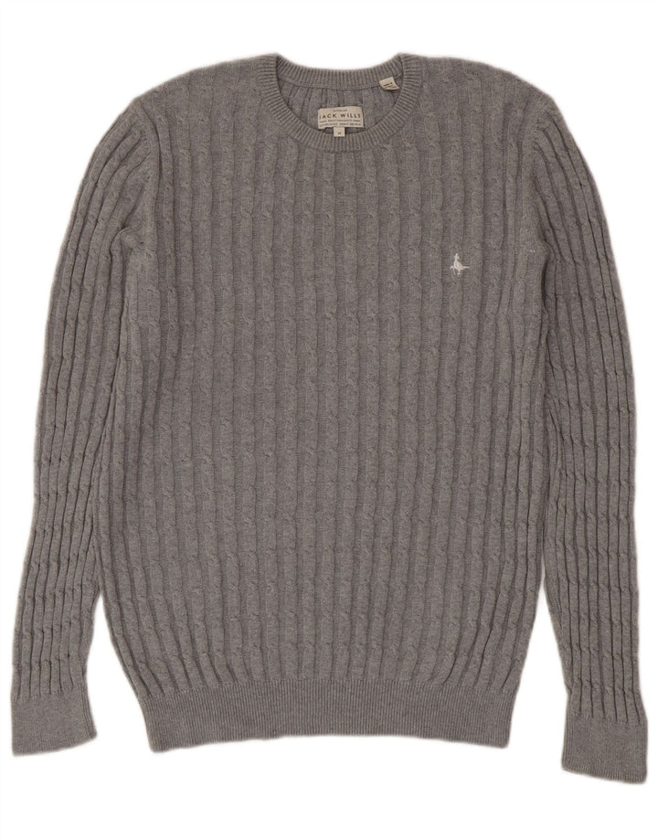 Męski sweter z okrągłym dekoltem Jack Wills, średnioszary, bawełniany