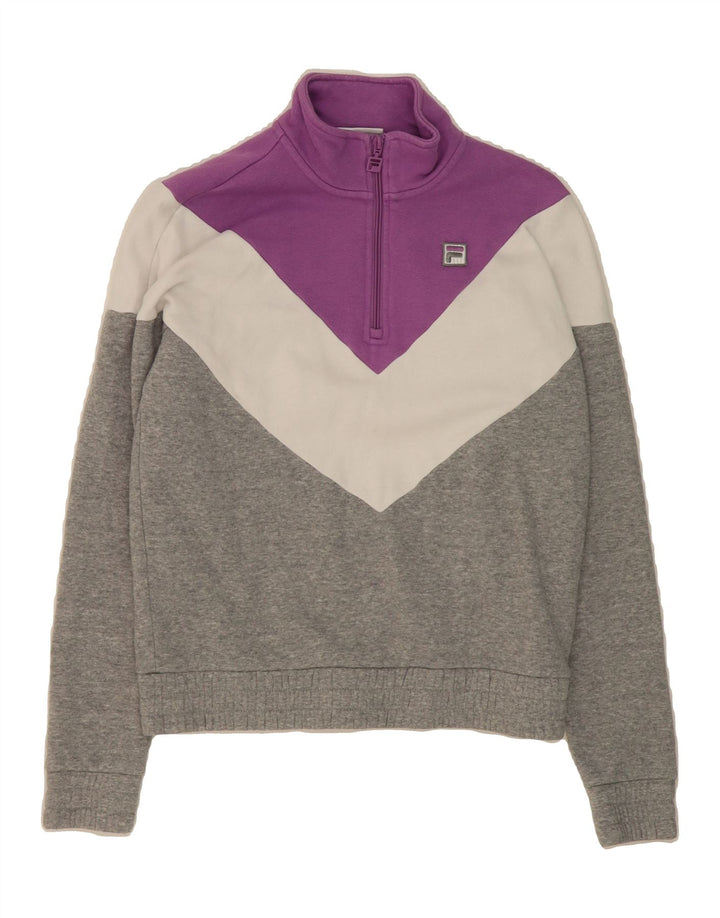 FILA Womens Oversized Sweatshirt Jumper UK 6 XS Multicoloured Colourblock Vintage Fila and Second-Hand Fila from Messina Hembry 