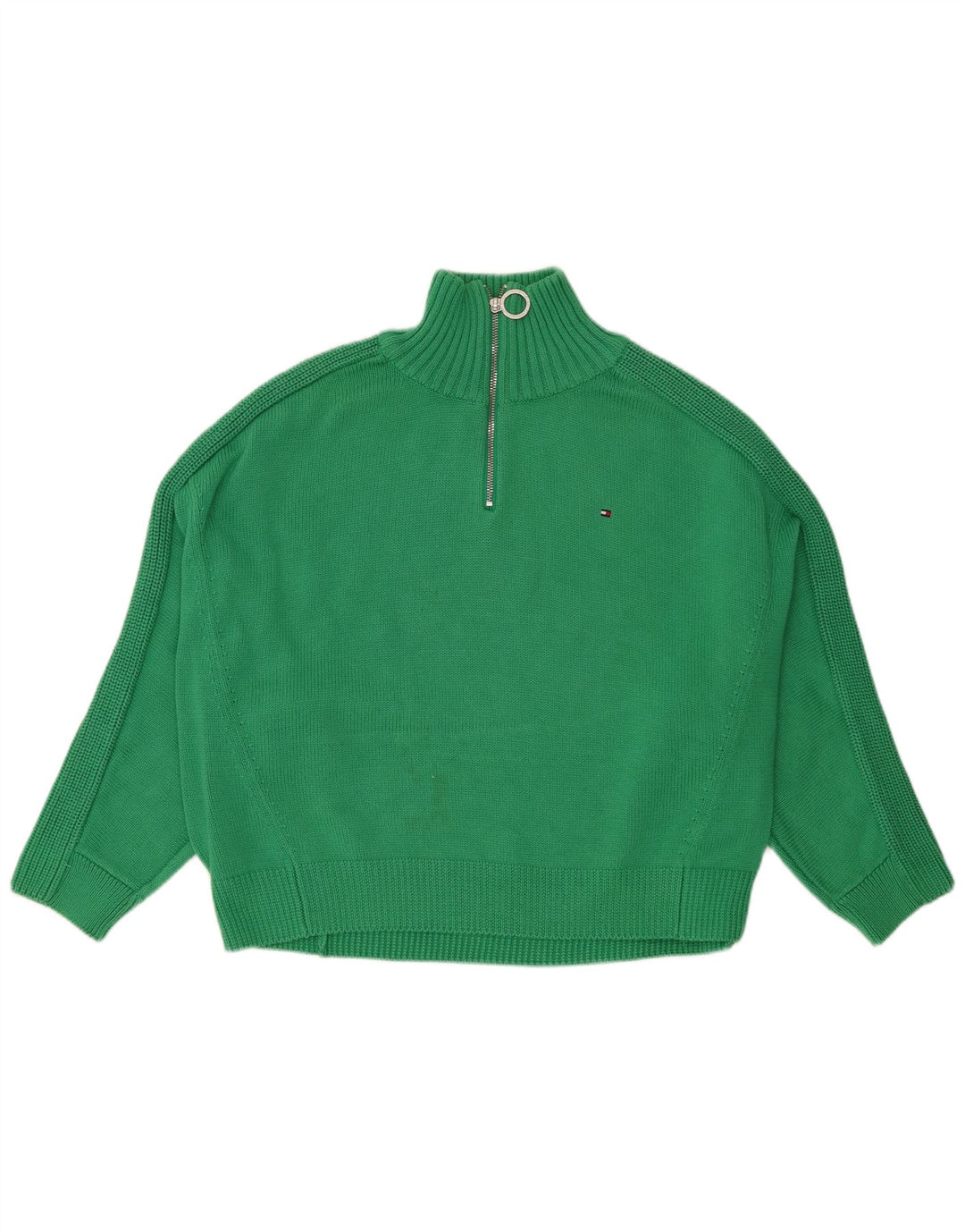 Damski sweter oversize Tommy Hilfiger z zamkiem błyskawicznym, UK 14, średni zielony