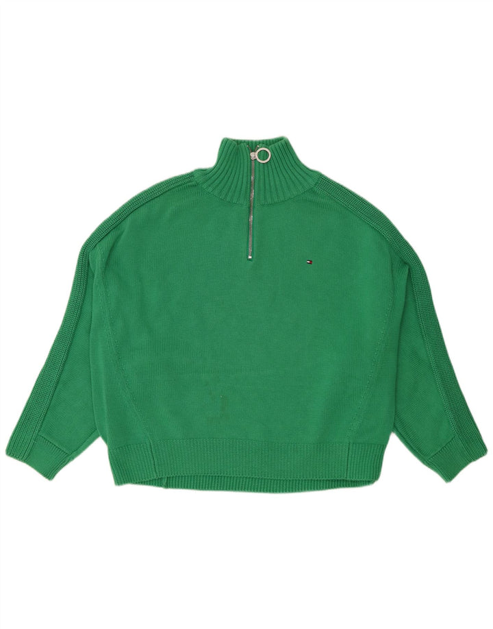 Damski sweter oversize Tommy Hilfiger z zamkiem błyskawicznym, UK 14, średni zielony