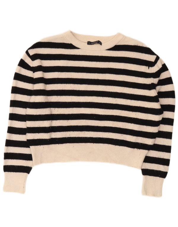 Damski sweter Zara z dekoltem w łódkę, UK 10, w małe białe paski