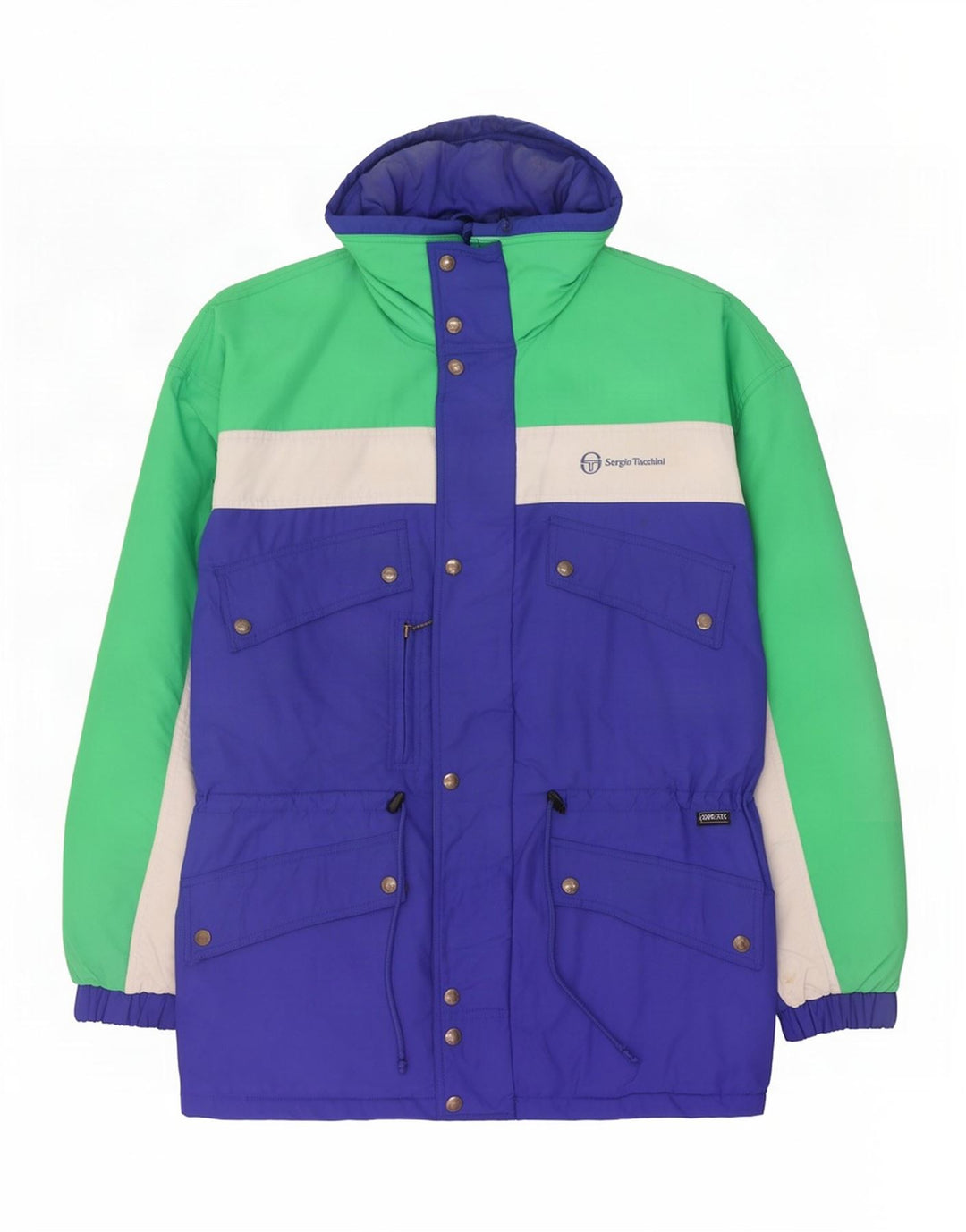 Męska kurtka narciarska z kapturem Sergio Tacchini IT 54 2XL Niebieski poliamid z blokami kolorów