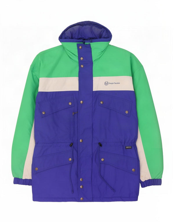 Męska kurtka narciarska z kapturem Sergio Tacchini IT 54 2XL Niebieski poliamid z blokami kolorów