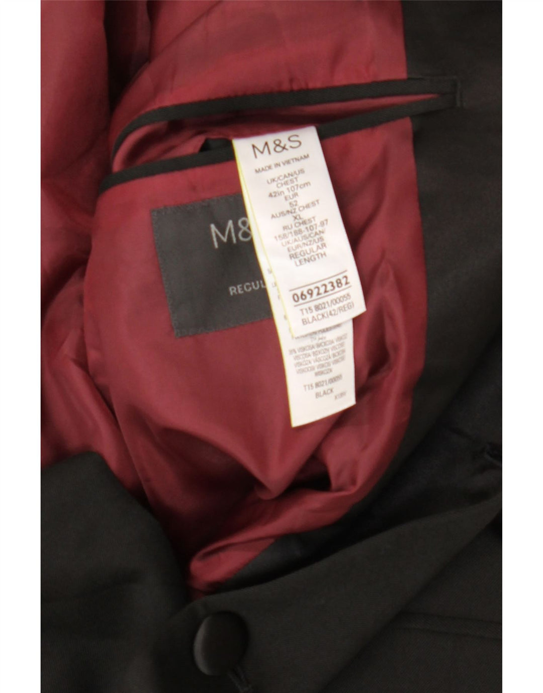 Marks & Spencer Męska marynarka zapinana na 2 guziki, UK 42 XL, czarny poliester