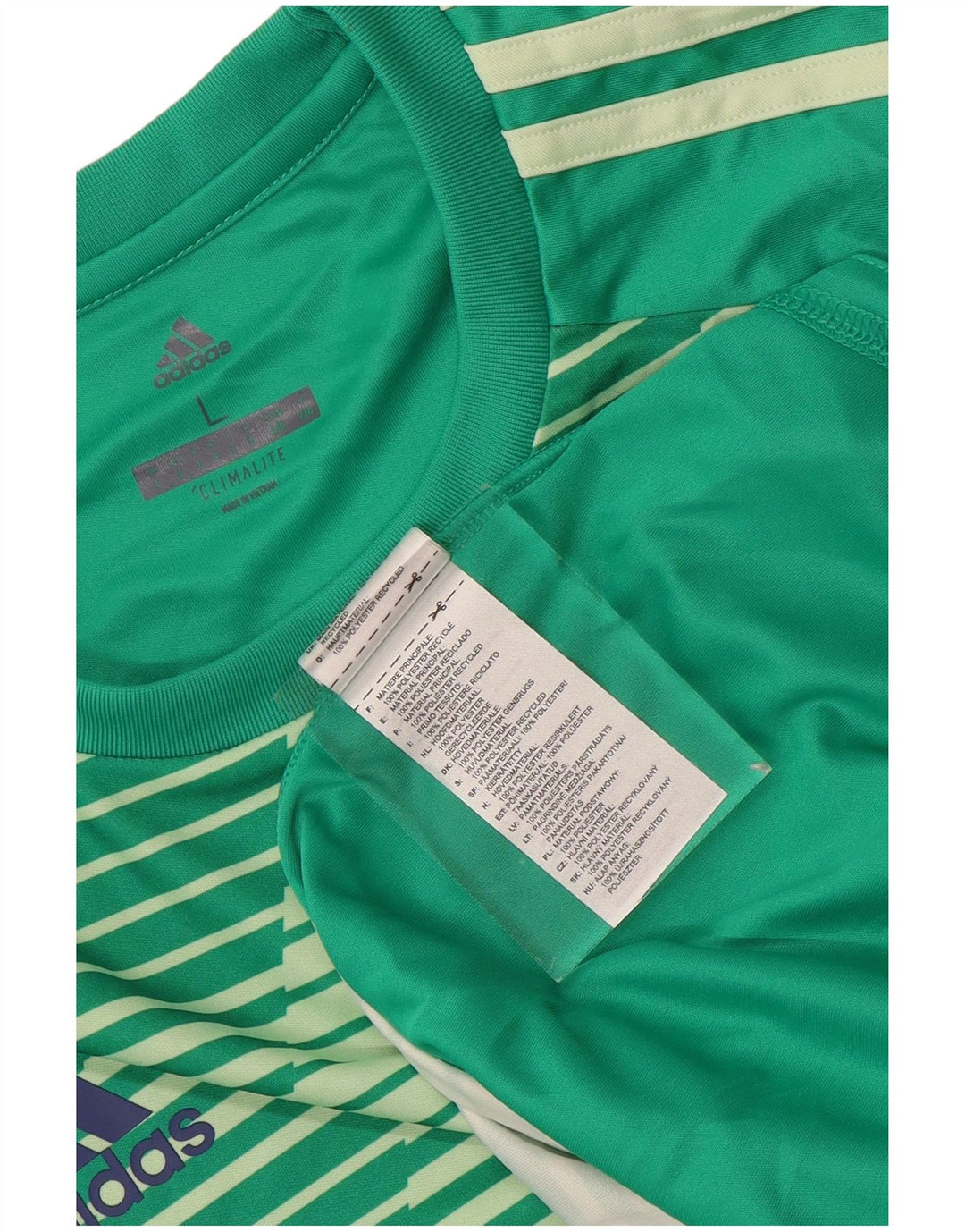 Męska koszulka ADIDAS Climalite z poliestru w duże zielone paski