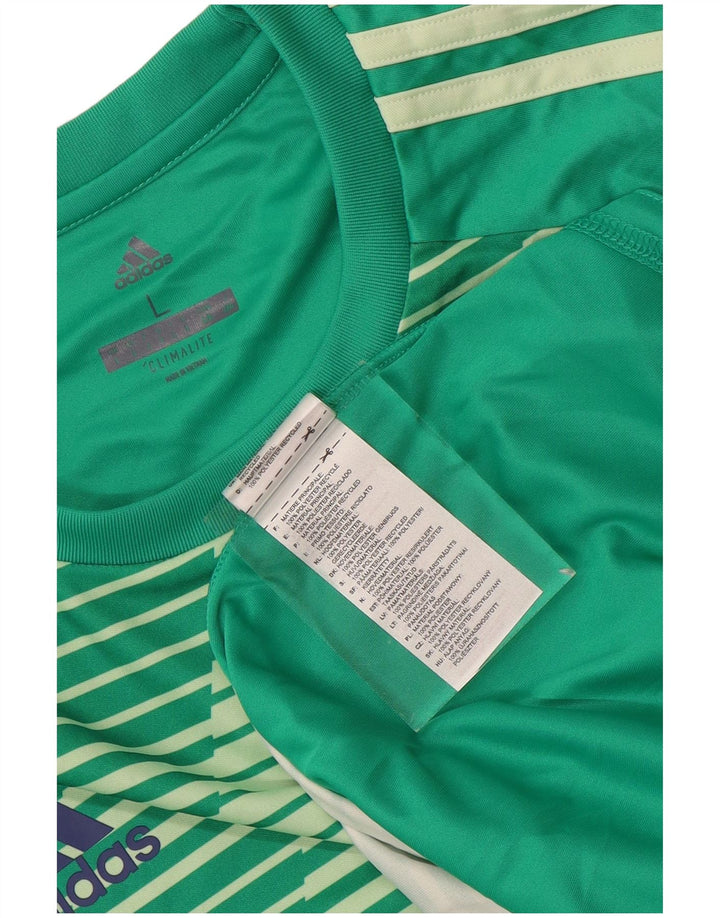 Męska koszulka ADIDAS Climalite z poliestru w duże zielone paski