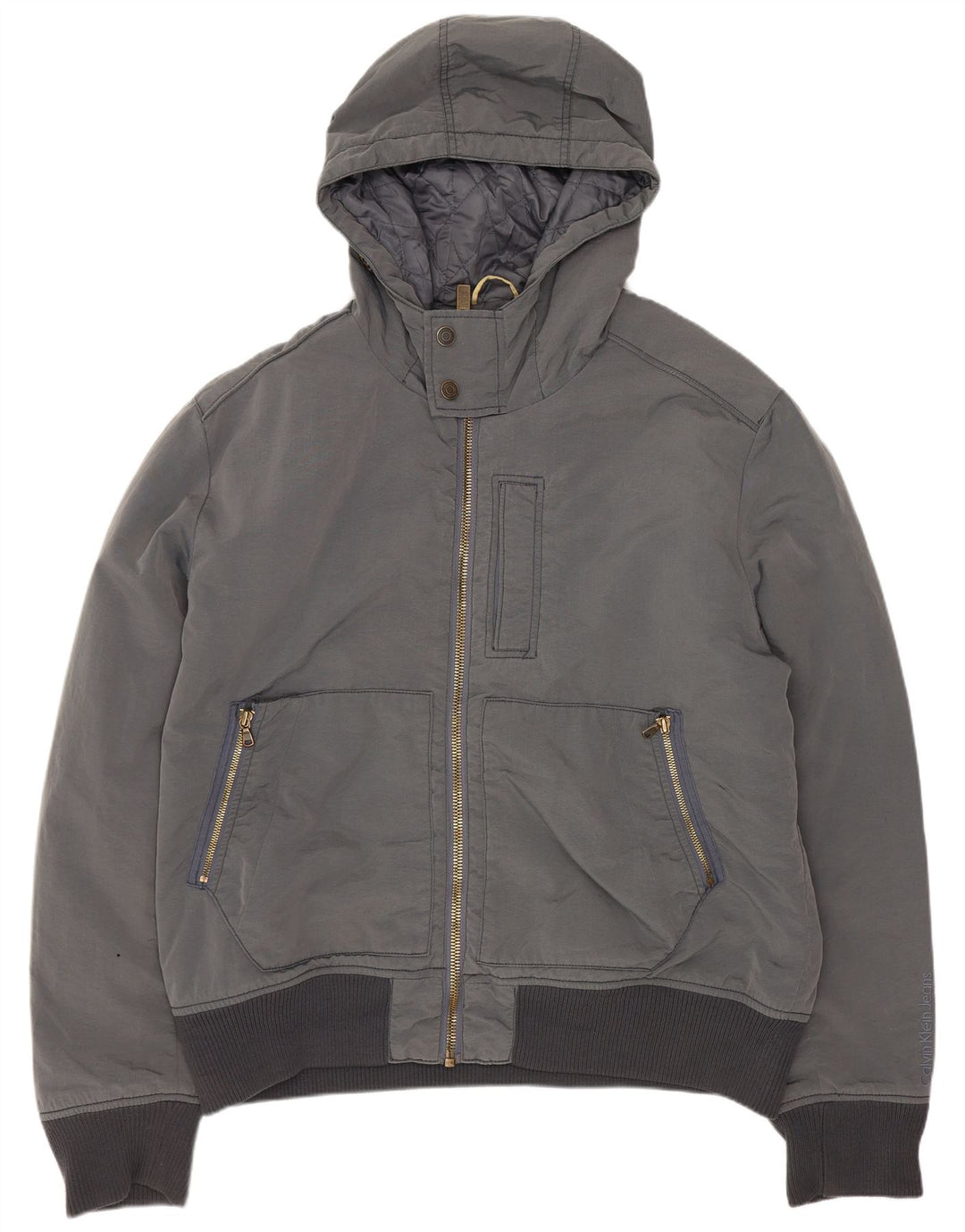 Męska kurtka bomber z kapturem Calvin Klein Jeans UK 44 2XL Szary poliester