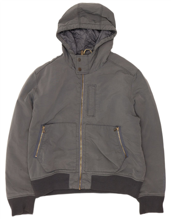 Męska kurtka bomber z kapturem Calvin Klein Jeans UK 44 2XL Szary poliester
