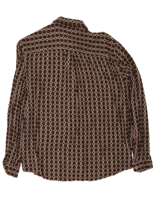 Koszula chłopięca w stylu vintage, 15-16 lat, XL, brązowa, geometryczna