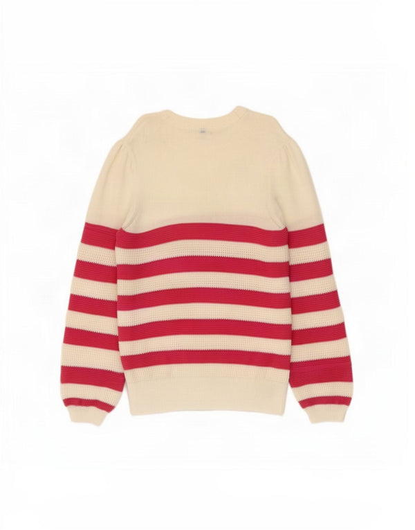 Crew Clothing Damski sweter z dekoltem w łódkę UK 14, średnie białe paski