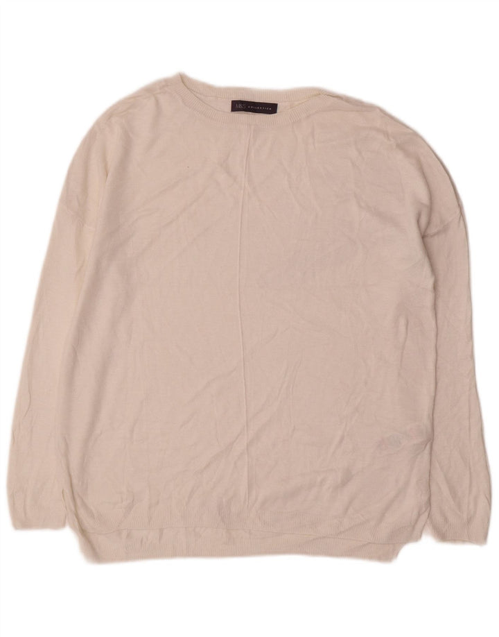 Marks & Spencer Damski sweter z dekoltem w łódkę, UK 14, średni złamanej bieli