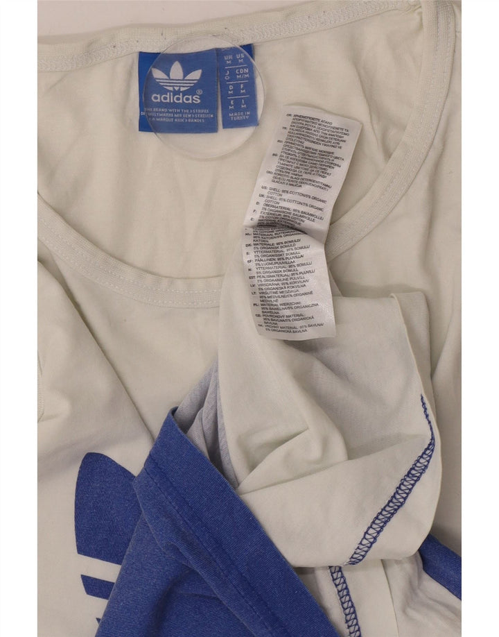 Męska kamizelka Adidas z grafiką, średnia biała bawełna z blokami kolorów