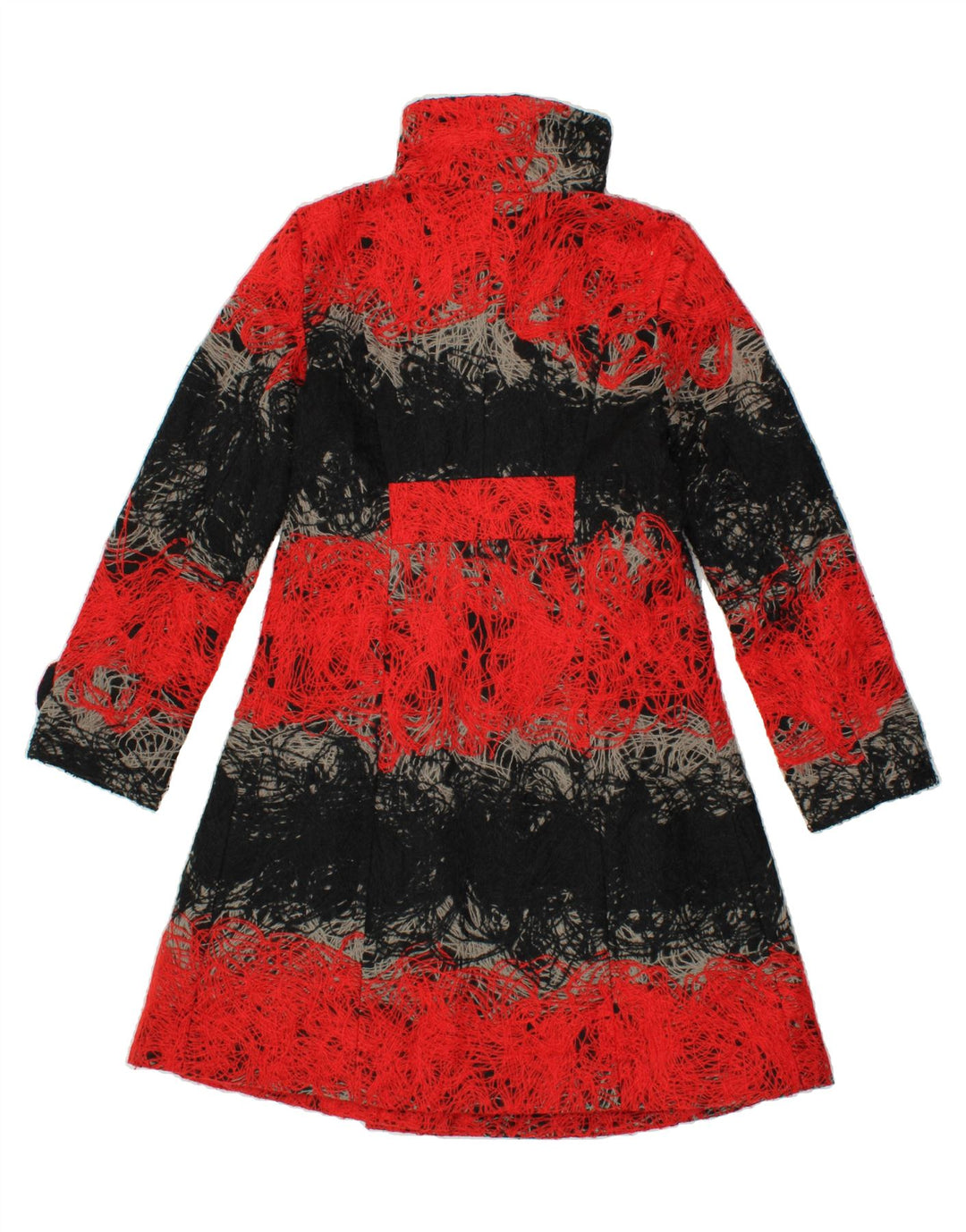 DESIGUAL Womens Overcoat EU 40 Medium Red Colourblock Polyester Vintage Desigual and Second-Hand Desigual from Messina Hembry 