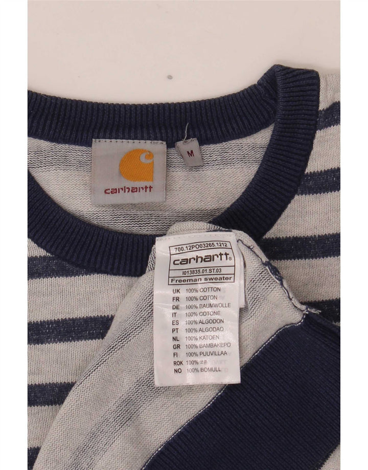 Sweter męski Carhartt z okrągłym dekoltem, bawełniany w średnie granatowe paski