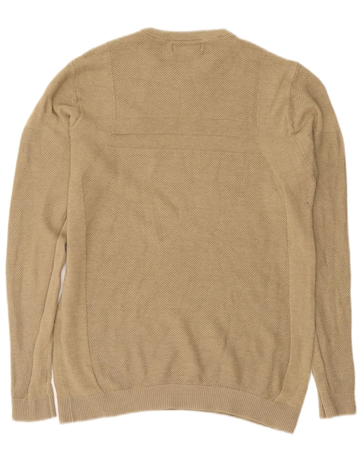 Męski sweter z okrągłym dekoltem Zara, średni khaki, akryl