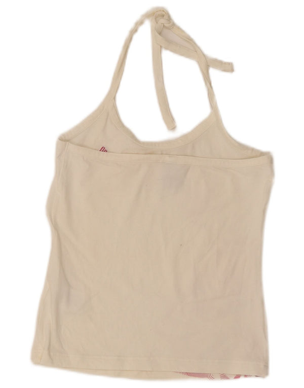 Damska kamizelka Adidas Crop Top UK 10 Mała biała geometryczna bawełniana sportowa