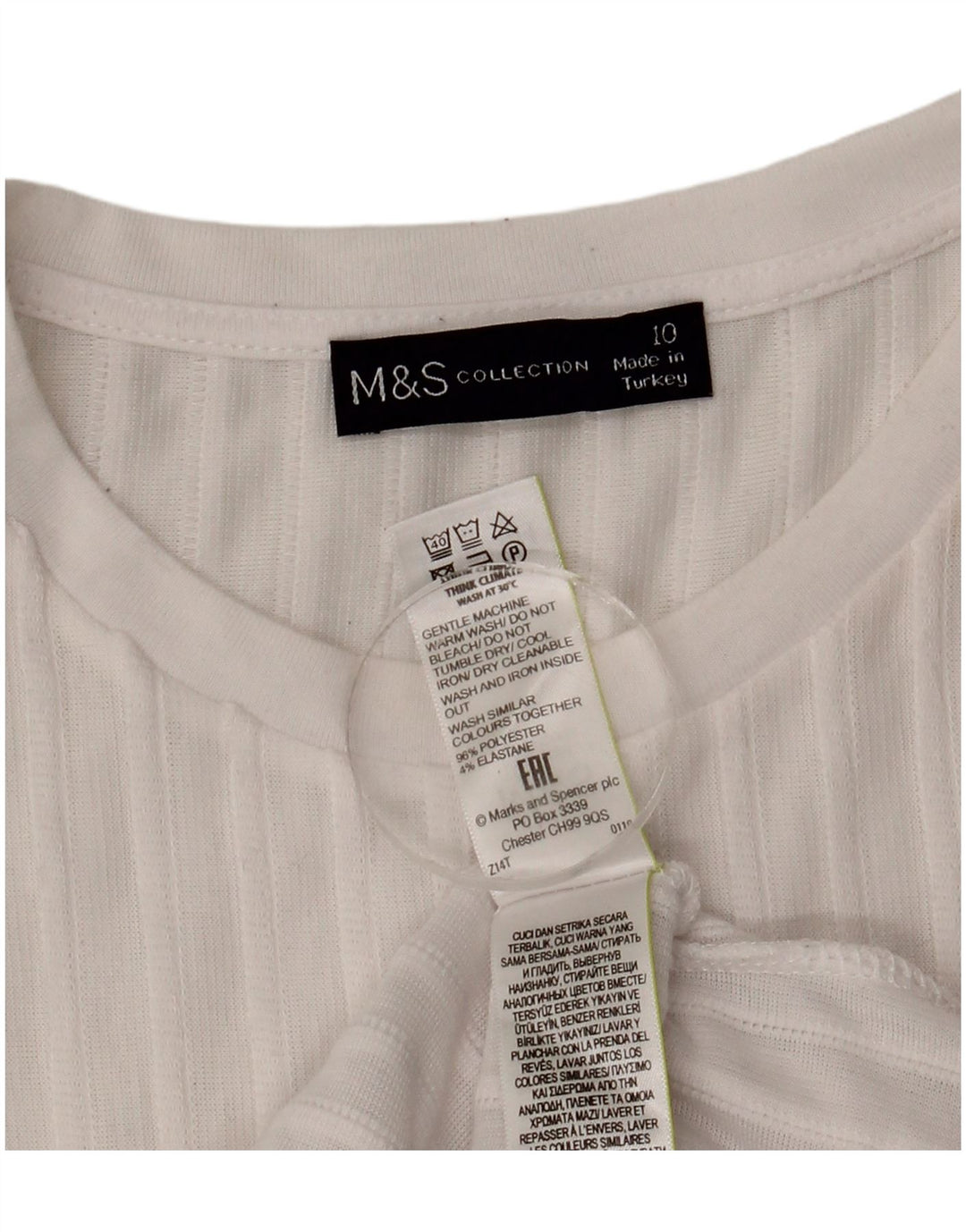 Marks & Spencer Damski top oversize z długim rękawem, UK 10, mały, biały
