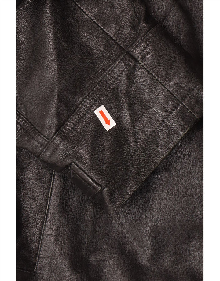 CONBIPEL Mens Hooded Leather Jacket IT 46 Small Black Leather