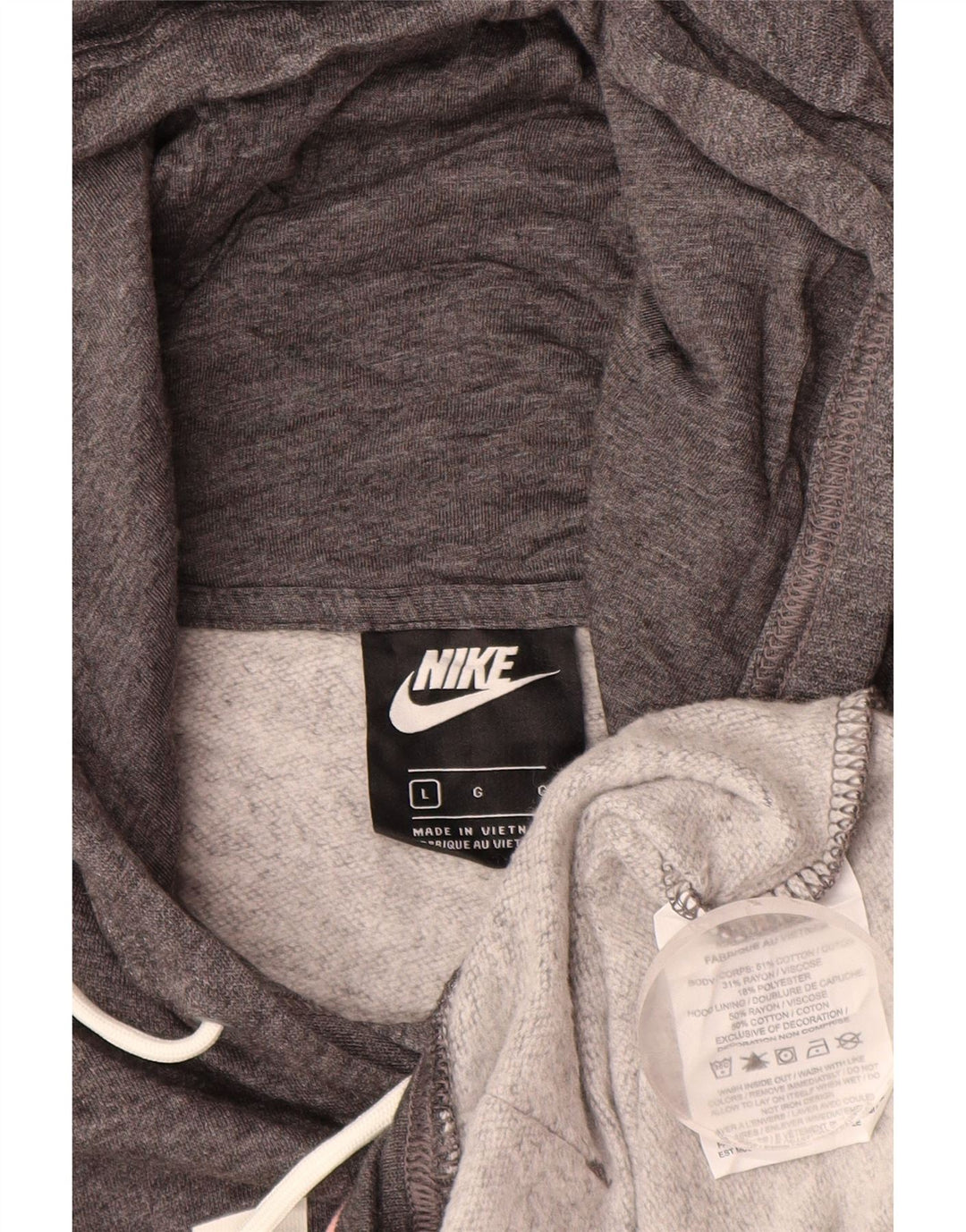 Damski sweter z kapturem NIKE z grafiką UK 16, duży, szary, bawełniany