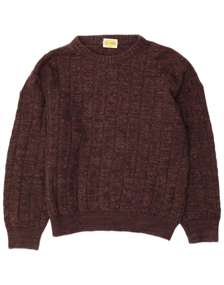 Vintage męski sweter z dekoltem w łódkę, duży brązowy wełniany