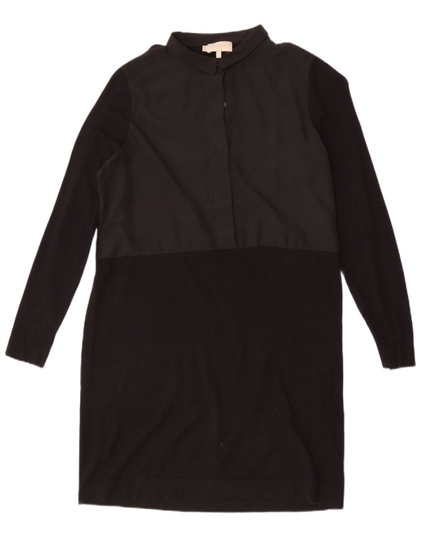 Damska sukienka typu shift Hobbs z długim rękawem UK 14, duża, czarna bawełna