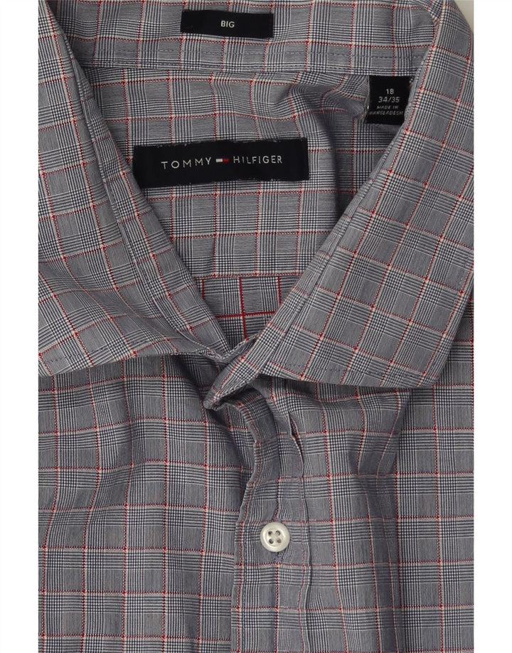 TOMMY HILFIGER Mens Big Shirt Size 18 2XL Grey Check Cotton Vintage Tommy Hilfiger and Second-Hand Tommy Hilfiger from Messina Hembry 