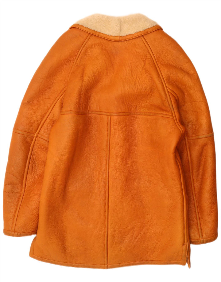 Męska kurtka shearling w stylu vintage UK 38 Średni brąz, skóra