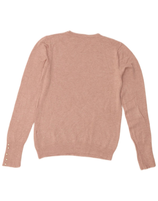 Damski sweter z okrągłym dekoltem Zara UK 12 Średni różowy wiskoza